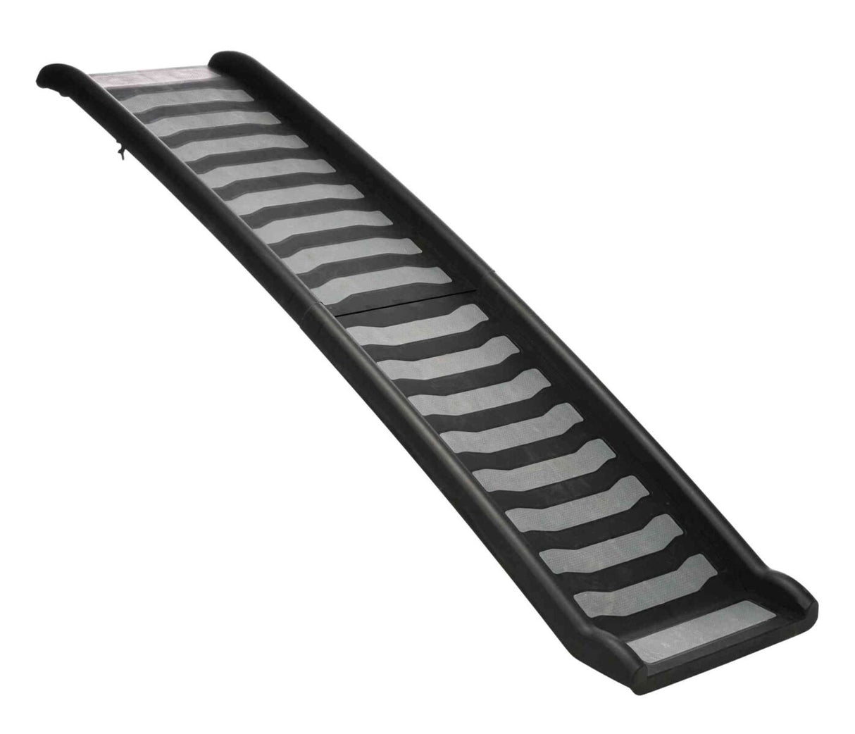 Schwarze rampe mit gestreiftem Muster auf der Oberfläche.