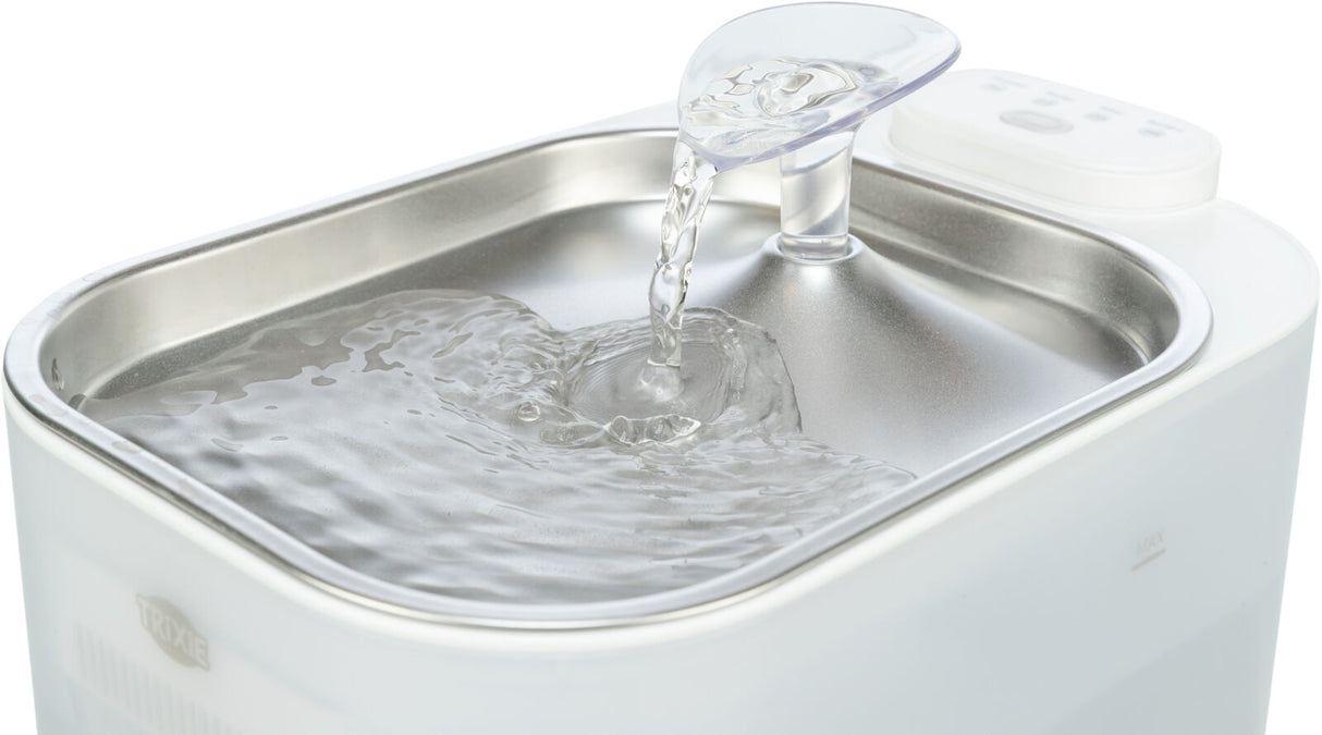 Aqua Square Trinkbrunnen für Hunde mit Bewegungserkennung und Edelstahltrinkschale