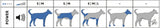 Diagramm zeigt grafische Darstellung zur Passform und Größe von Hundefellteilen mit Skala für Lautstärke und Felllänge.