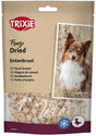 Die Verpackung zeigt TRIXIE gefriergetrocknete Entenbrust für Hunde mit einem Hundebild, Text in mehreren Sprachen und Symbolen.