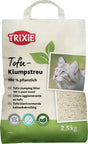 Packung Tofu-Klumpstreu von Trixie, 100 % pflanzlich, mit Bild einer Katze und Text in mehreren Sprachen, 2,5 kg.