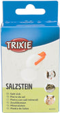 Verpackung eines Salzsteins für Kleintiere mit Illustrationen von Nagern, blau-weißer Hintergrund, Marke Trixie.
