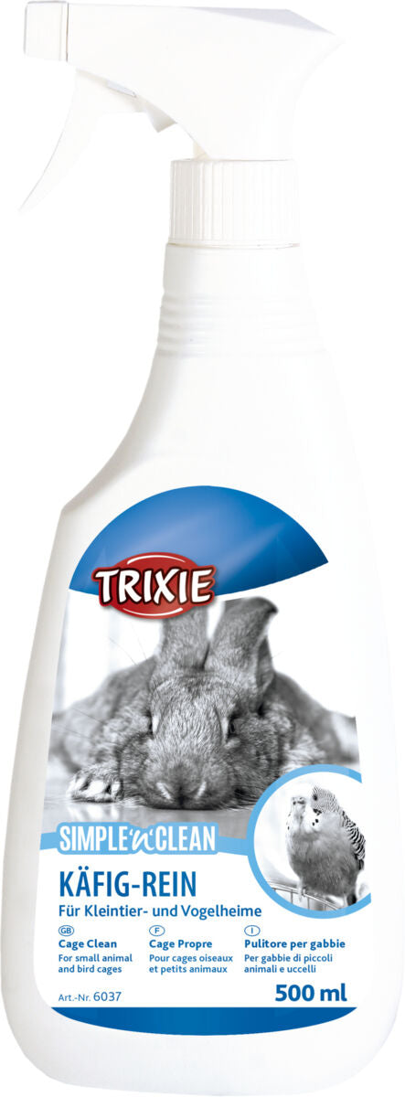 Reinigungssprayflasche mit Kaninchen- und Vogelbildern, Aufschrift "Käfig-Rein" für Klein- und Vogelheime, 500 ml.