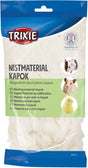 Eine Packung mit der Aufschrift "Nistmaterial Kapok" von Trixie mit Bildern von Kleintieren und einem Logo.