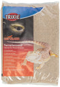 Eine Packung Terrariensand mit einem großen Etikett, das Produktinformationen in mehreren Sprachen zeigt.
