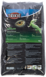 Tüte mit der Aufschrift "TRIXIE Reptiland Naturhumus" und einem Bild von einem grünen Reptil und einem Auge.