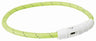 Grüner LED-Halsring mit weißem Verschluss und sichtbarer USB-Ladebuchse.