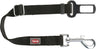 Schwarzer Sicherheitsgurtadapter mit verstellbarem Nylonband, Metallschnalle und Karabinerhaken, Label "TRIXIE".