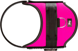 Pinkes Hundegeschirr mit schwarzem Rand, Griff und D-Ring, seitlich mit JK9-Logo versehen.