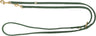 Grüne Hundeleine aus Leder mit goldfarbenem Karabinerhaken und D-Ring; Marke "Trixie" sichtbar.