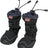 Zwei schwarze Hundeschuhe mit Gummisohle und Klettverschlüssen, oben mit Tunnelzug, Logo "Trixie".