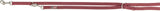 Rote Hundeleine mit silbernen Metallteilen und einem Etikett mit dem Text "TRIXIE".