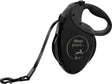 Schwarze, ausziehbare Hundeleine mit ergonomischem Griff und bedrucktem Text "flexi giant L 8m 26ft".