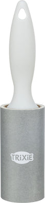 Fusselrolle mit grauem Griff und TRIXIE-Logo, zylindrische Form, ergonomischer Griff mit Loch.