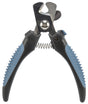 Nagelknipser mit blauen Griffen und Federmechanismus in der Mitte, aus Metall und Kunststoff.