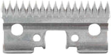 Metallschneideklinge mit gezacktem Rand und mehreren runden Öffnungen, silberfarben.