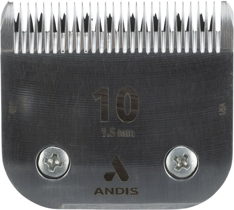 Schneidkopf aus Metall mit der Aufschrift „10“, darunter „1.5 mm“, darunter das Logo und der Schriftzug „ANDIS“.