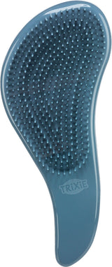 Blaues, geschwungenes Objekt mit vielen kleinen Noppen, darauf der Schriftzug „TRIXIE“.