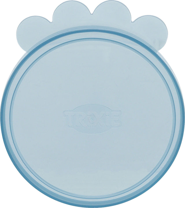 Runder, blauer Deckel mit Pfotenform an der Oberseite und dem Wort "TRIXIE" im Zentrum.