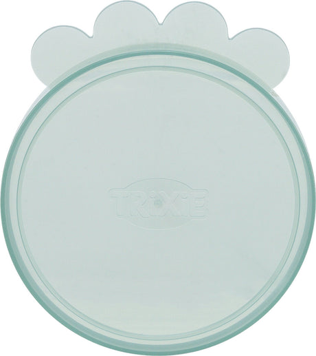 Transparenter, runder Plastikdeckel mit Wellenmustererhöhung und dem Aufdruck "TRIXIE" in der Mitte.