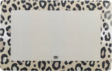Rechteckige Matte mit Leopardenmuster-Rand und grauer Fläche in der Mitte, Logo mit Aufschrift "TRIXIE".