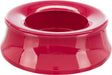 Rote Schale aus Kunststoff mit mittlerem Loch, erkennbar ist das Wort "TRIXIE" auf der Vorderseite.