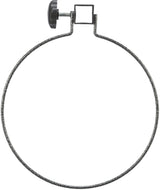 Metallring mit quadratischer Halterung und schwarzem Drehknopf, Ersatzteil vermutlich für Napfhalterung.