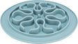 Runde türkise Silikonmatte mit erhöhten, geschwungenen Barrieren in einem spiralförmigen Design.