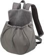 Grauer Rucksack mit flauschigem Innenfutter und verstellbaren Gurten.