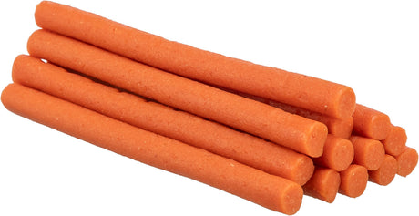 Mehrere orangefarbene, zylindrische Stäbe liegen übereinander gestapelt.