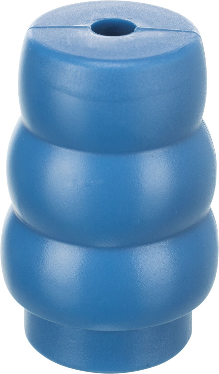 Blaues, gestuftes, zylinderförmiges Objekt mit rundem Loch oben.