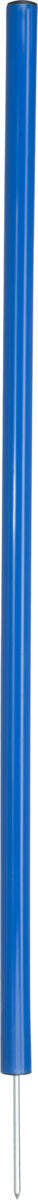 Langes blaues Objekt mit glatter Oberfläche, unten ragt ein dünner Metallstab heraus.
