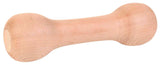 Holz-Dummy in Form eines Hantelscheibenblocks mit natürlichen Holzmaserungen.