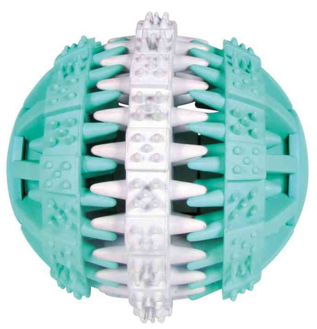 Grün-weißer Ball mit stachelartigen Erhebungen und strukturierter Oberfläche.