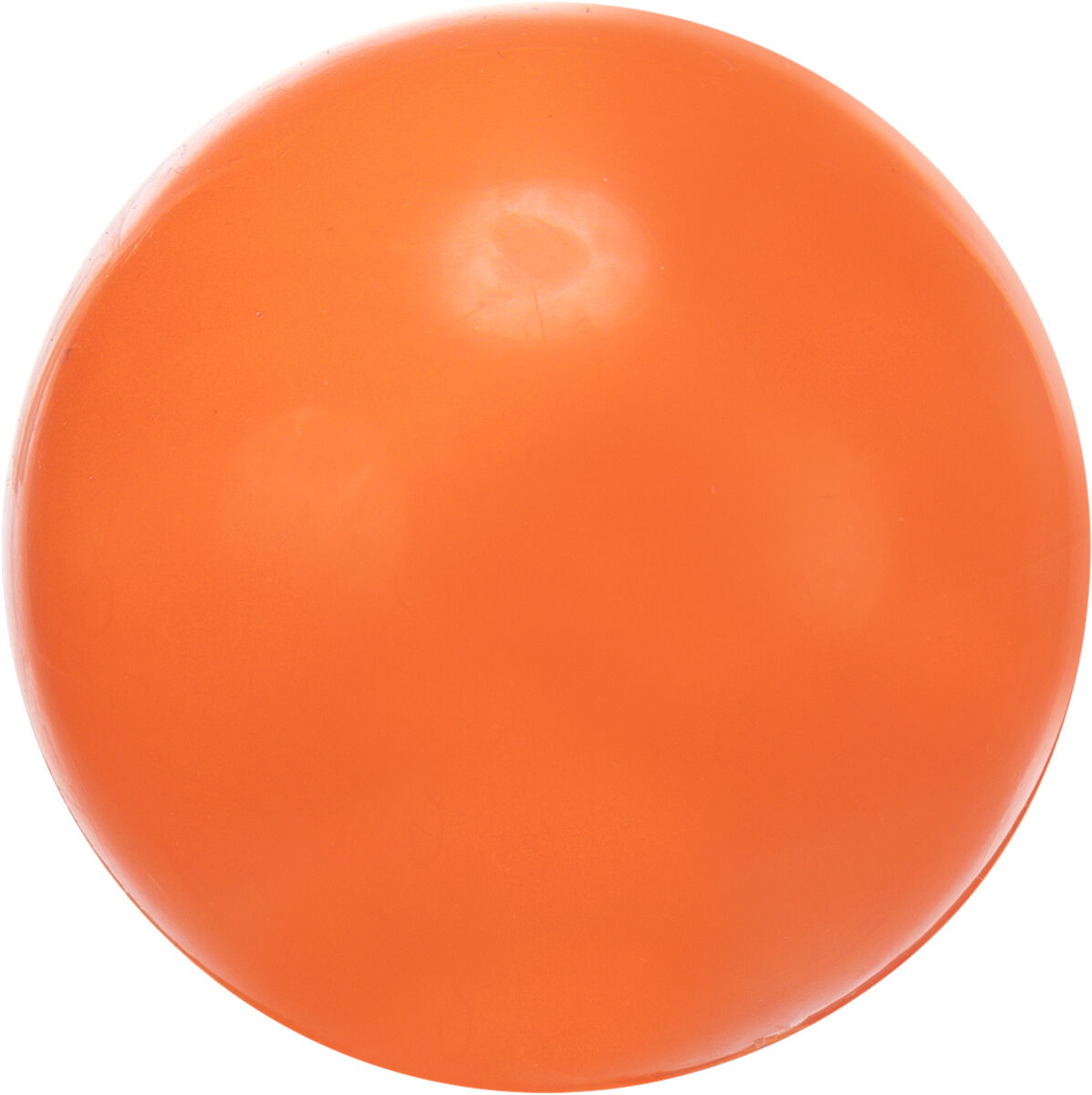 Eine einfarbig orange Kugel mit glatter Oberfläche und leicht sichtbarem Glanz.