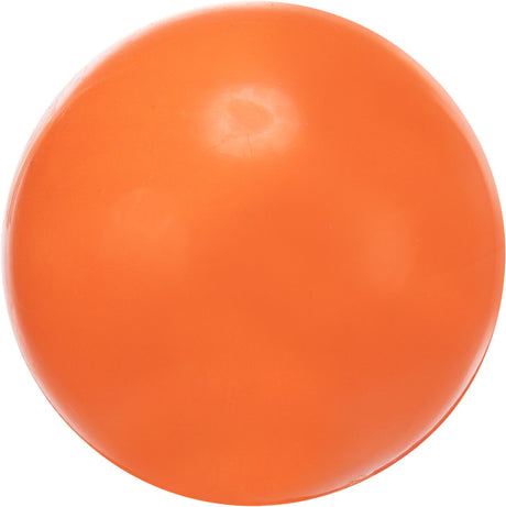 Eine einfarbig orange Kugel mit glatter Oberfläche und leicht sichtbarem Glanz.