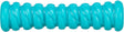 Zylinderförmiges, blaues, spiralig geriffeltes Objekt aus glänzendem Material.
