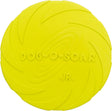 Runde, gelbe Scheibe mit Schriftzug "DOG-O-SOAR JR." und spiralförmiger Textur auf der Oberfläche.