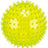Leuchtend gelber Ball mit transparenten Spike-Applikationen, gleichmäßig verteilt auf der gesamten Oberfläche.