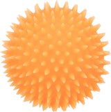 Ein orangefarbener Ball mit stacheliger Oberfläche, gleichmäßig mit spitzen Noppen bedeckt.
