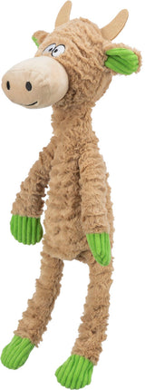 Braunes plüschiges Spielzeug in Tierform mit großen Augen, grünen Ohren und grünen Pfoten.