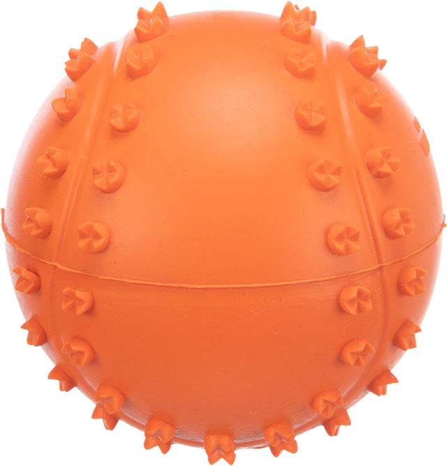 Orangefarbener Ball mit kleinen, gleichmäßig verteilten Noppen.