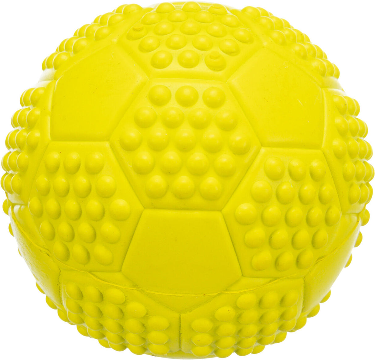 Gelber Ball mit Noppen und sechseckigen Feldern auf der Oberfläche.