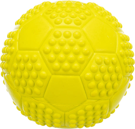 Gelber Ball mit Noppen und sechseckigen Feldern auf der Oberfläche.