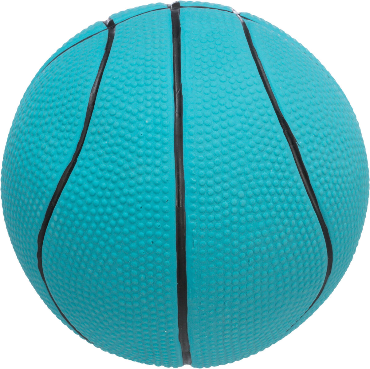 Türkiser Ball mit genoppter Oberfläche und drei schwarzen Linien, die ihn in Segmente unterteilen.