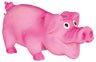 Pinkes Spielzeug in Schweineform mit großen Augen und hervorgehobenen Gesichtszügen.