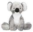 Graues und weißes Plüschtier in Form eines Koalas mit großen runden Ohren und einem schwarzen ovalen Nasenbereich.