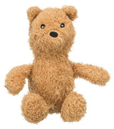 Brauner Plüschbär mit dunkelbraunen Augen und Schnauze, in sitzender Position, vor weißem Hintergrund.