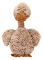 Plüschspielzeug in Form eines Vogelartiges mit weichem, beigem Fell und braunem Schnabel.