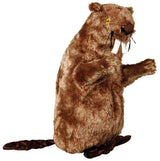 Plüschfigur in Form eines Bibers mit braunem Fell, großen Schneidezähnen und rundem Schwanz.